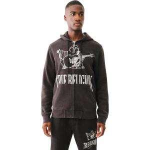 True Religion Men’s Crackle Zip Up Hoodie(Jet Black)