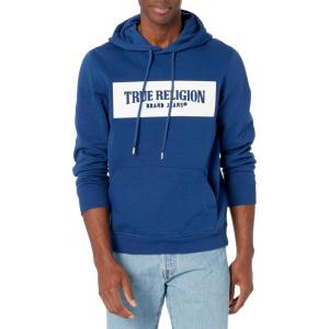 True Religion Men’s Embossed Pullover Hoodie(Estate Blue)