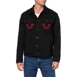 True Religion Men’s Jimmy Jacket SN Embroidery, Black Rinse(Black Rinse)