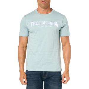 True Religion Men’s Ss Pile Arch Logo Tee(Dusty Blue)