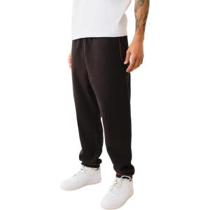 True Religion Men’s Super T Joggers – Jet Black | Regular Fit Sweatpants with Contrast Stitching(Jet Black)