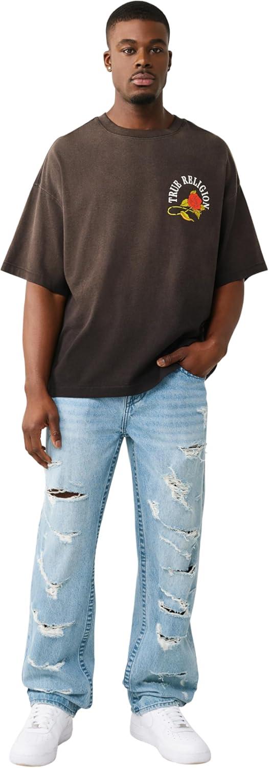 imageTrue Religion Mens Floral Snake Oversized Tee 100 CottonJet Black