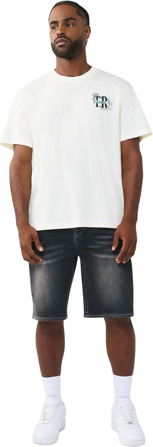 imageTrue Religion Mens High Density Logo Tee Graphic Print Crew Neck EuropeanInspired DesignWinter White