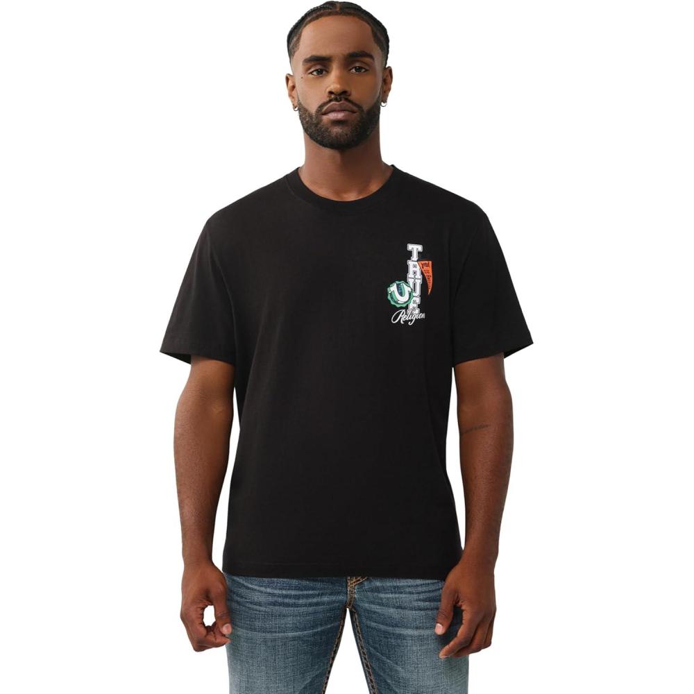 imageTrue Religion Mens Ss Hs Pennants TeeJet Black
