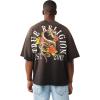 True Religion Men’s Floral Snake Oversized Tee – 100% Cotton(Jet Black)