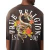 True Religion Men’s Floral Snake Oversized Tee – 100% Cotton(Jet Black)