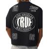 True Religion Men’s Heavyweight Mesh Logo Tee – Crew Neck, Short Sleeves, Arched Logo Patch(Jet Black)