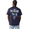 True Religion Men’s High Density Logo Tee – Graphic Print, Crew Neck, European-Inspired Design(Midnight Navy)