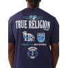 True Religion Men’s High Density Logo Tee – Graphic Print, Crew Neck, European-Inspired Design(Midnight Navy)