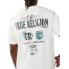 True Religion Men’s High Density Logo Tee – Graphic Print, Crew Neck, European-Inspired Design(Winter White)