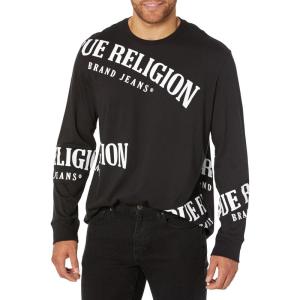 True Religion Mens Relaxed Ls Tossed Tee(Jet Black)