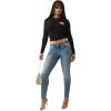 True Religion Crystal Jennie Big T Mid Rise Skinny Women Jeans | Flap Pockets & Premium Denim for Women