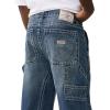 True Religion Men’s Vinny Ultra Baggy Carpenter Pants – Big T Stitch, Utility Style, 34″ Inseam(Red Wine Medium Wash)