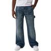 True Religion Men’s Vinny Ultra Baggy Carpenter Pants – Big T Stitch, Utility Style, 34″ Inseam(Red Wine Medium Wash)