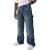 True Religion Men’s Vinny Ultra Baggy Carpenter Pants – Big T Stitch, Utility Style, 34″ Inseam(Red Wine Medium Wash)