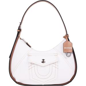 True Religion Hobo Bag, Women’s Shoulder Handbag with Contrast Trim and Horseshoe Pocket Design, White