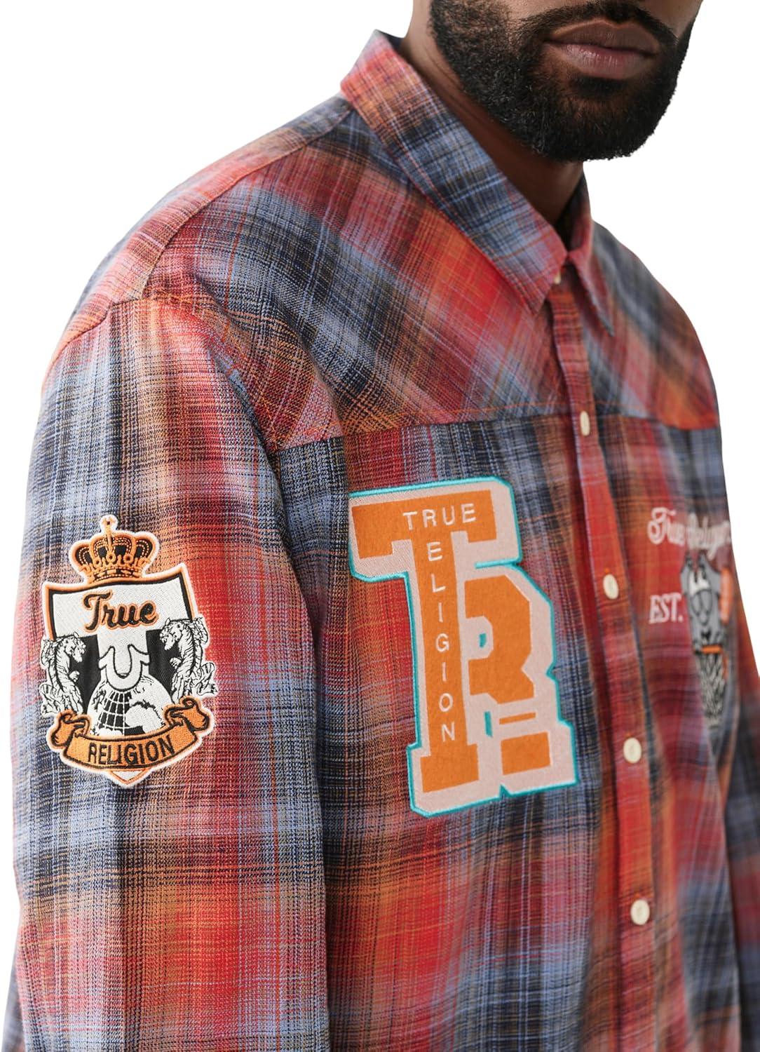 imageTrue Religion Mens Long Sleeve Flannel Patch Shirt