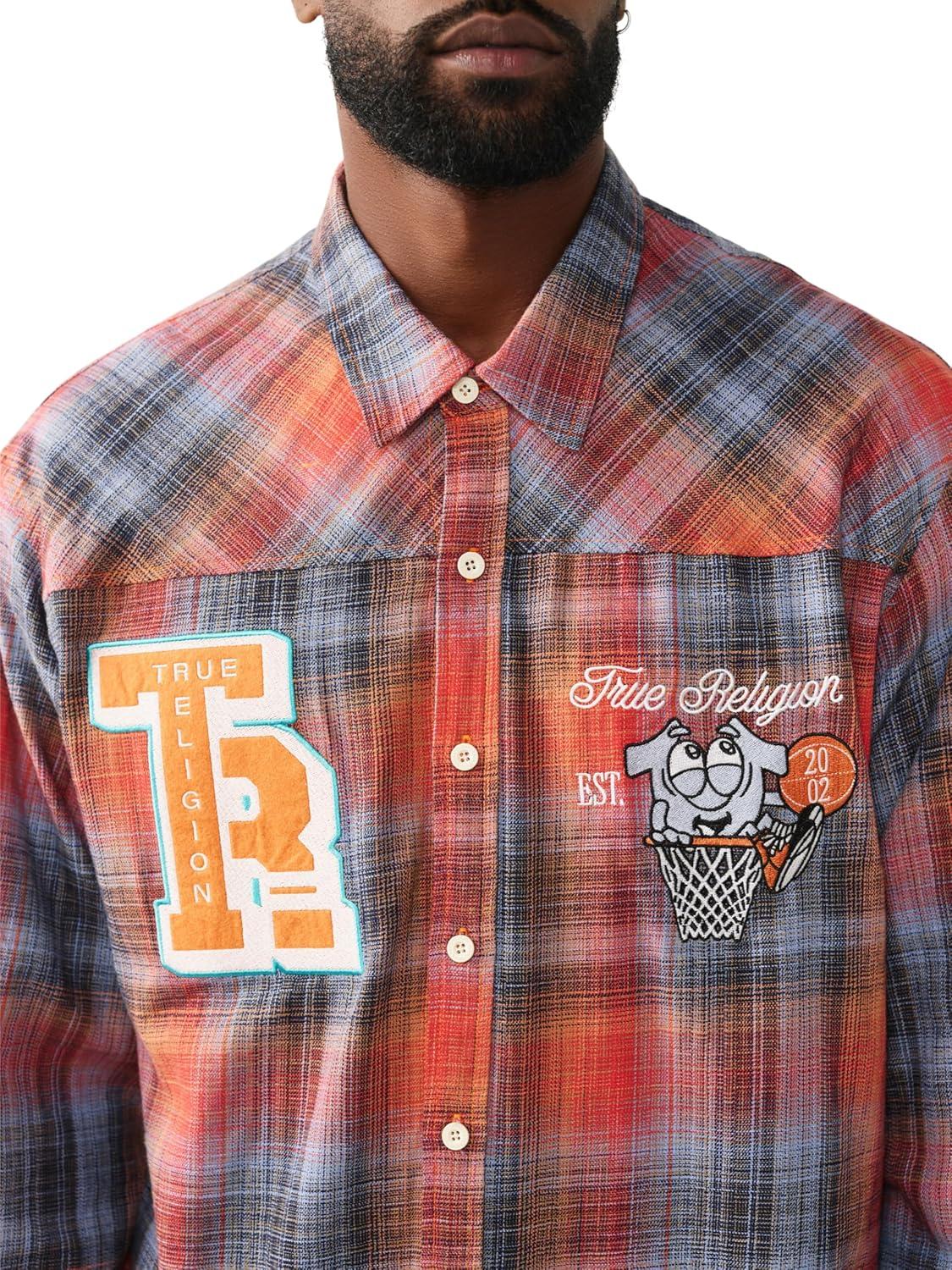 imageTrue Religion Mens Long Sleeve Flannel Patch Shirt