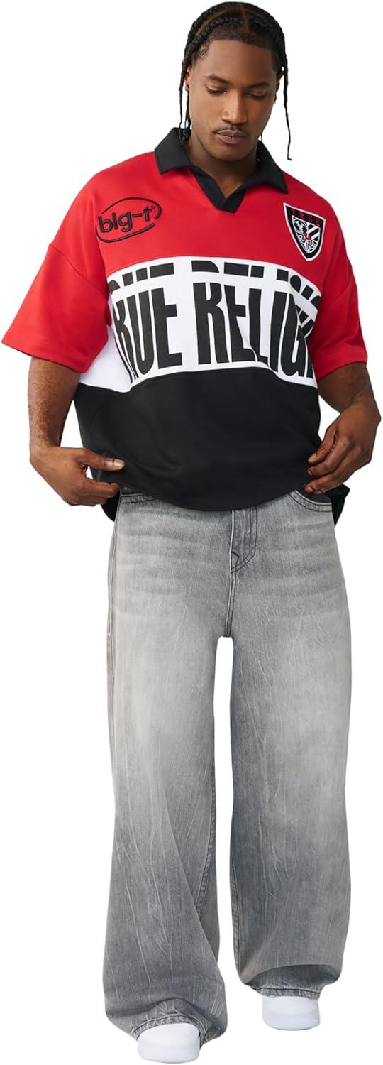 imageTrue Religion Mens Ss Oversized Jersey PoloRed White Black