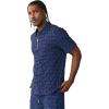 True Religion Men’s Short Sleeve Logo Terry Knit Zip Polo – V-Notched Collar, Varsity Stripes, Collegiate Graphic