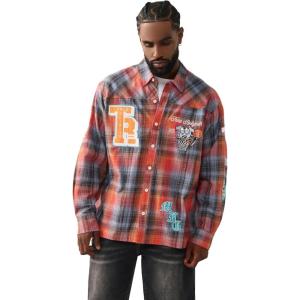 True Religion Men’s Long Sleeve Flannel Patch Shirt