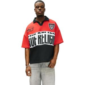 True Religion Men’s Ss Oversized Jersey Polo(Red / White / Black)