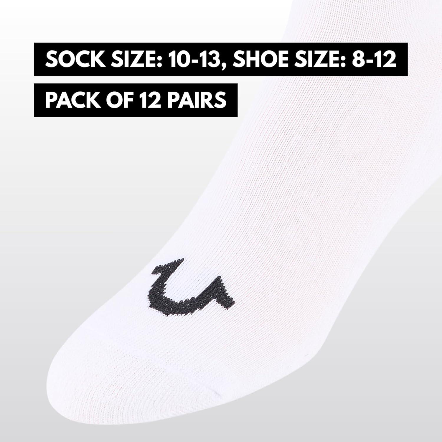 imageTrue Religion Mens Socks 12 Pack Mid Crew Socks for Men Premium Athletic Shoe Size 812White