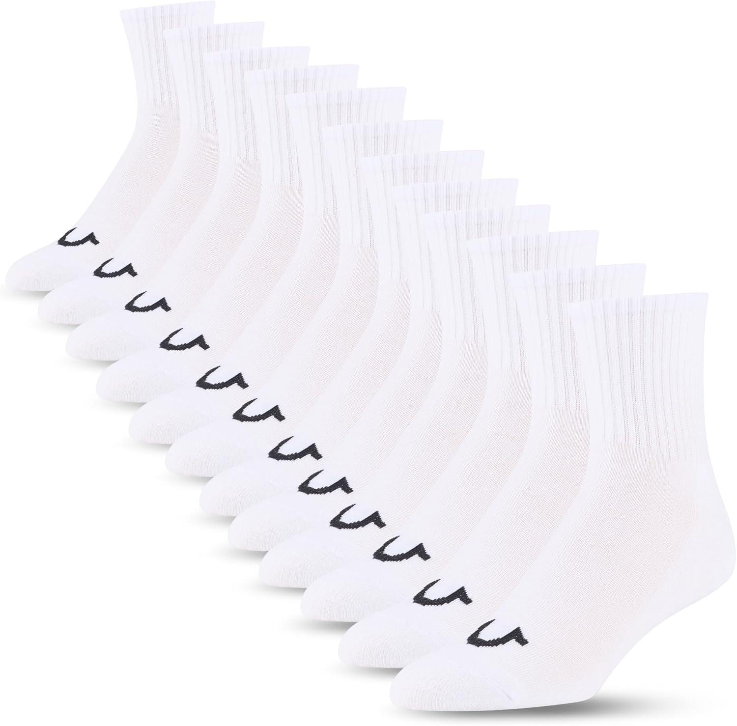 imageTrue Religion Mens Socks 12 Pack Mid Crew Socks for Men Premium Athletic Shoe Size 812White