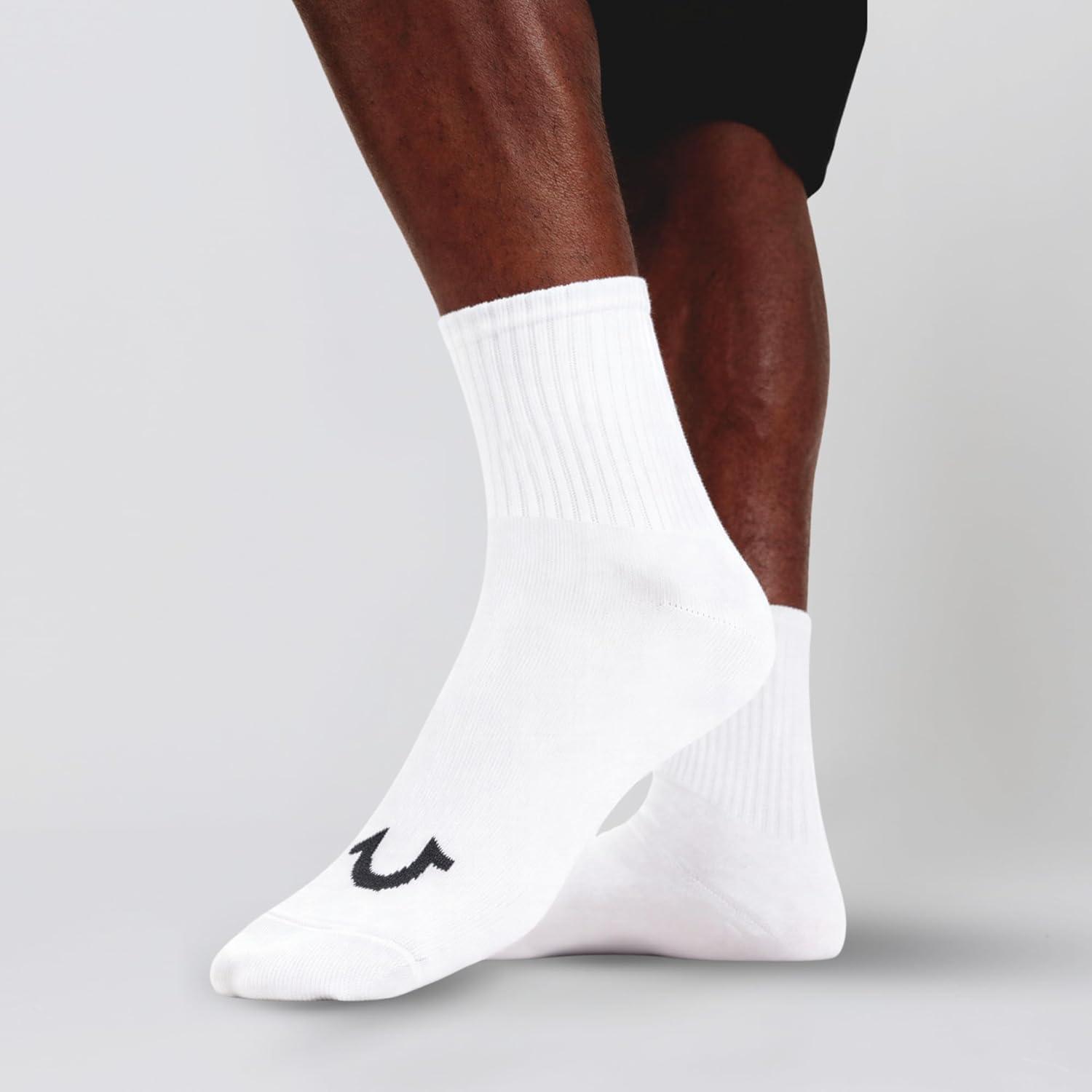 imageTrue Religion Mens Socks 12 Pack Mid Crew Socks for Men Premium Athletic Shoe Size 812White