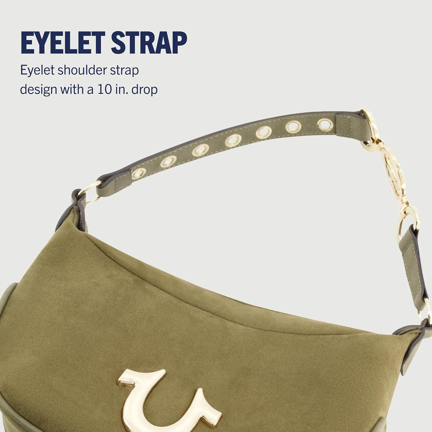 imageTrue Religion Womens Shoulder Bag Purse Hobo Handbag with Eyelet StrapOlive
