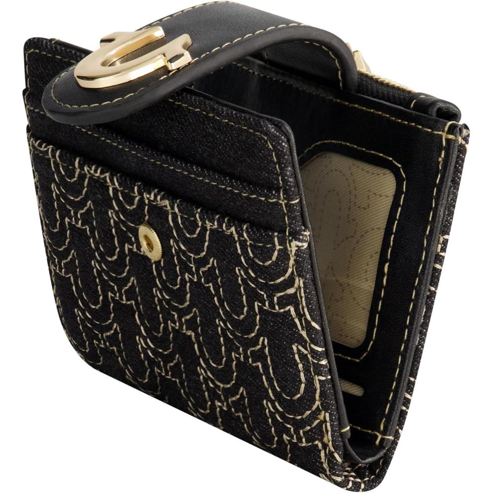 imageTrue Religion Womens Mini Wallet Horseshoe Logo Small Compact Clutch Purse Black One Size