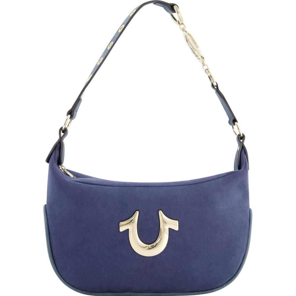 imageTrue Religion Womens Shoulder Bag Purse Hobo Handbag with Eyelet StrapBlue