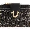 True Religion Women’s Mini Wallet, Horseshoe Logo Small Compact Clutch Purse, Black, One Size