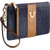 True Religion Women’s Mini Wallet, Small Compact Clutch Pouch with Wrist Strap, Dark Denim, One Size