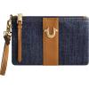 True Religion Women’s Mini Wallet, Small Compact Clutch Pouch with Wrist Strap, Dark Denim, One Size