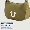 True Religion Women’s Shoulder Bag Purse, Hobo Handbag with Eyelet Strap(Olive)