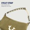 True Religion Women’s Shoulder Bag Purse, Hobo Handbag with Eyelet Strap(Olive)