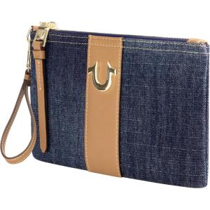 True Religion Women’s Mini Wallet, Small Compact Clutch Pouch with Wrist Strap, Dark Denim, One Size