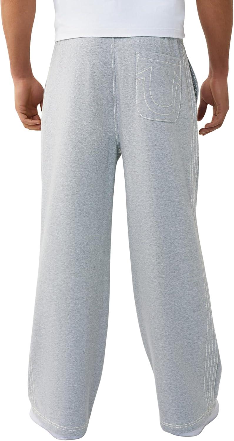 imageTrue Religion Mens Baggy Super T Sweatpant Signature Big T Stitching Horseshoe Detail Branded PatchHeather Grey