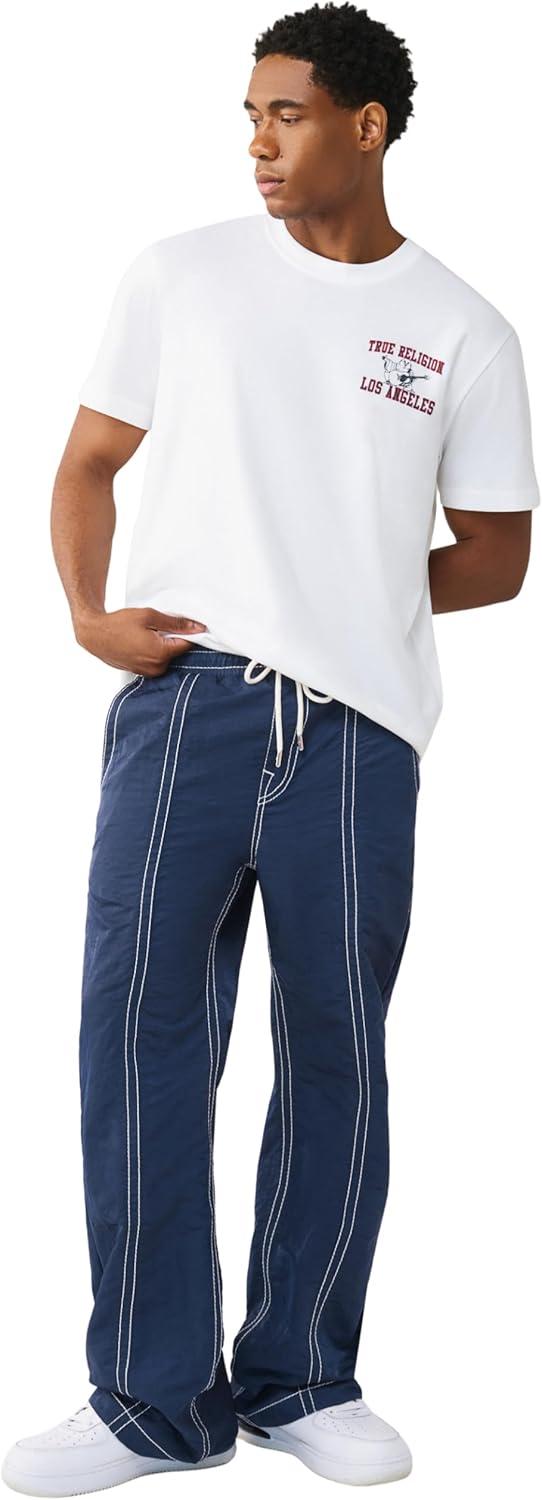 imageTrue Religion Mens Vinny Nylon Big T Baggy Flap Pant 34 Big T Stitching Flap Back Pockets