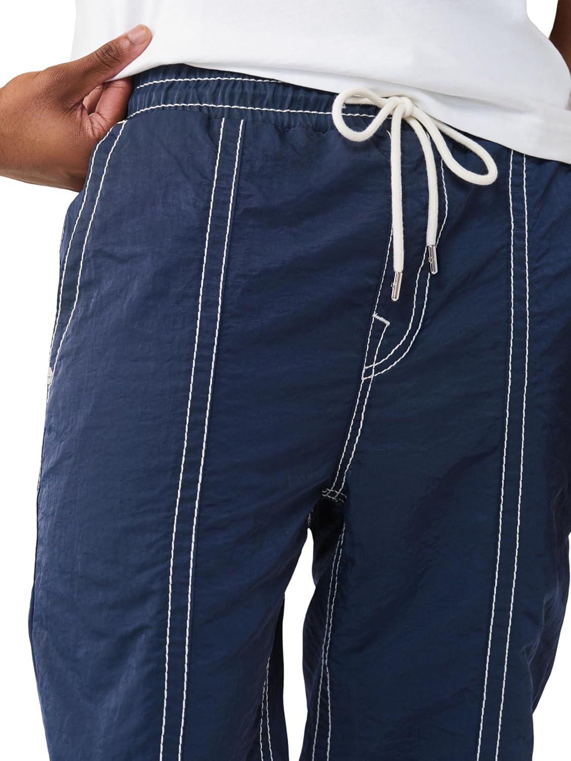 imageTrue Religion Mens Vinny Nylon Big T Baggy Flap Pant 34 Big T Stitching Flap Back Pockets