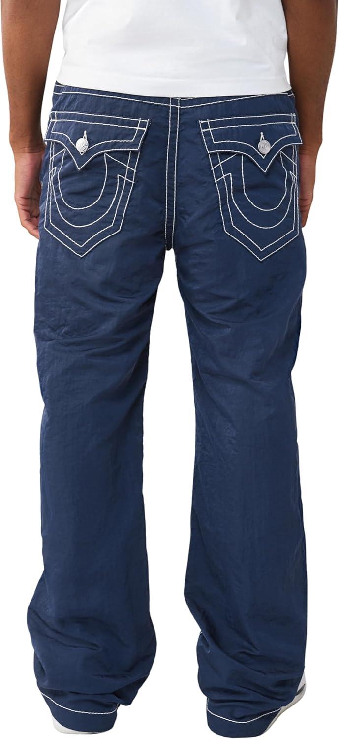 imageTrue Religion Mens Vinny Nylon Big T Baggy Flap Pant 34 Big T Stitching Flap Back Pockets