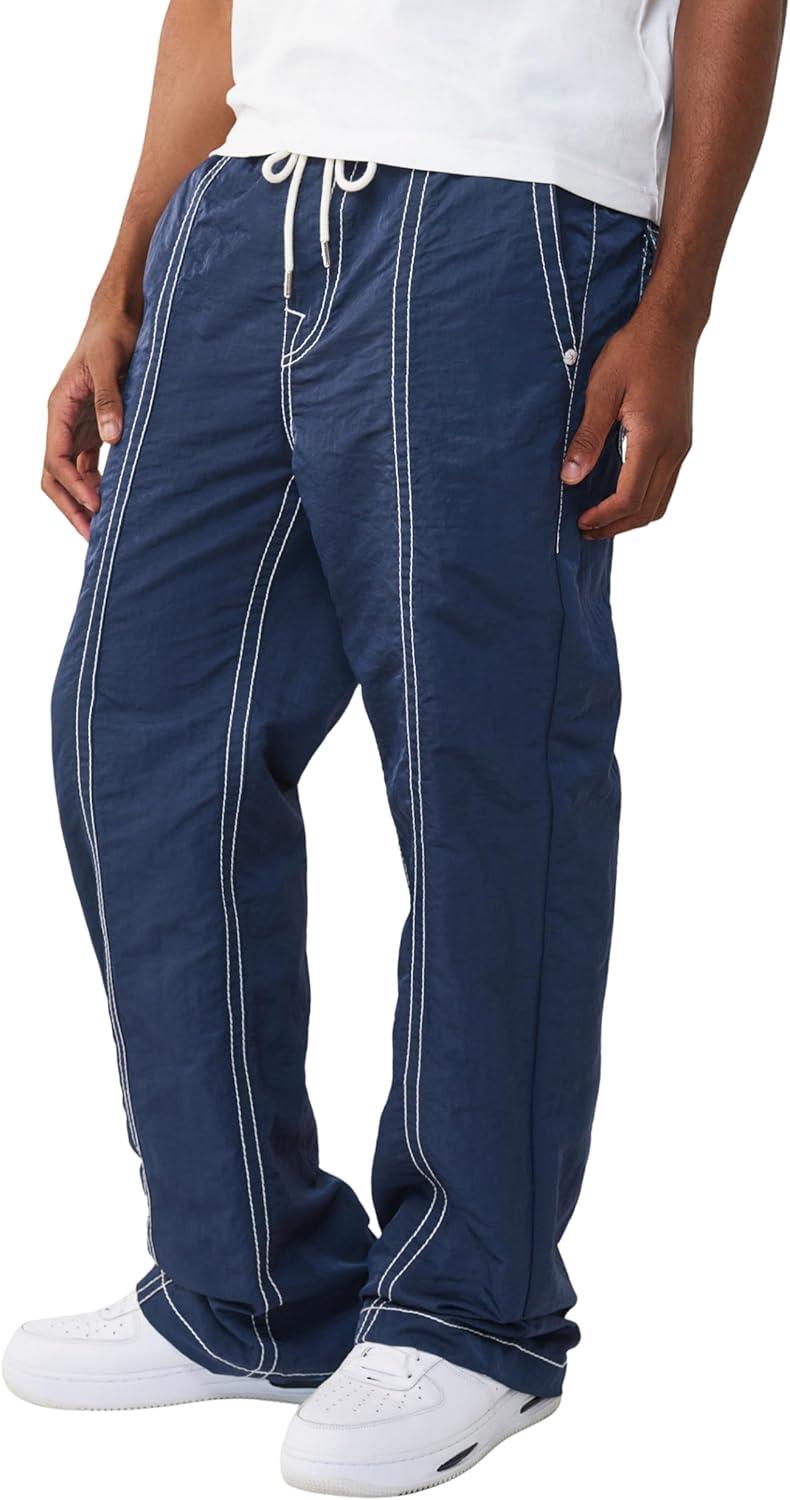 imageTrue Religion Mens Vinny Nylon Big T Baggy Flap Pant 34 Big T Stitching Flap Back Pockets