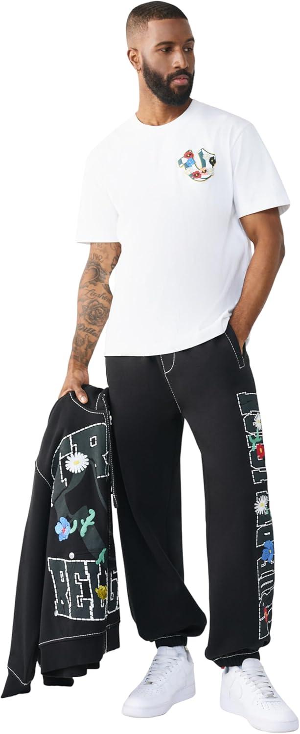 imageTrue Religion Mens XL Logo Big T Baggy Jogger Elasticized Waistband Contrast Big T Stitching