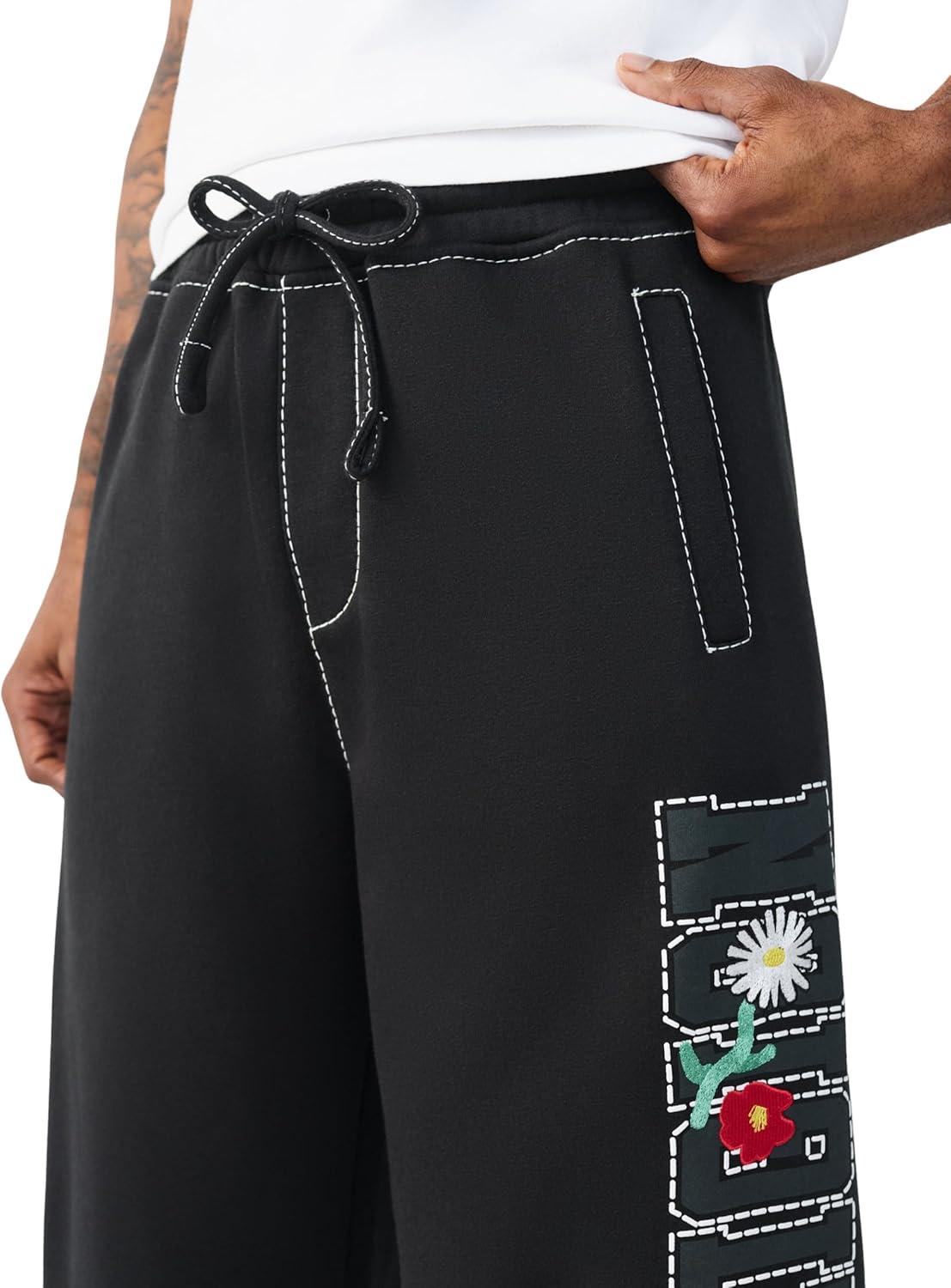 imageTrue Religion Mens XL Logo Big T Baggy Jogger Elasticized Waistband Contrast Big T Stitching