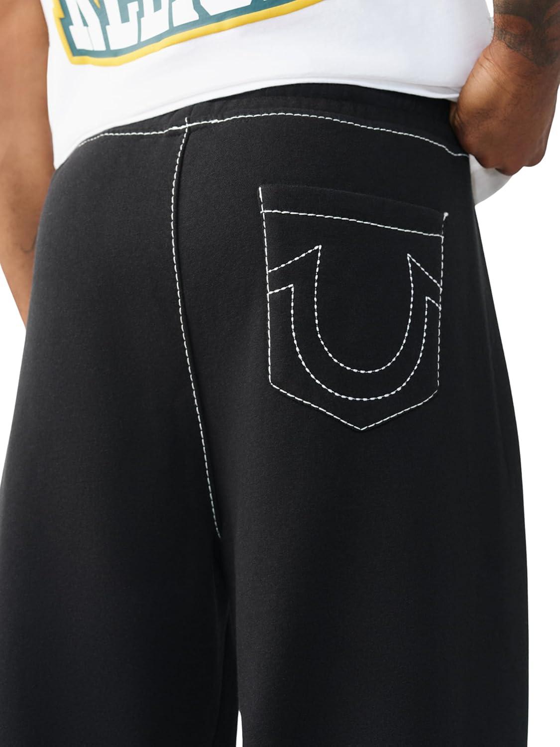 imageTrue Religion Mens XL Logo Big T Baggy Jogger Elasticized Waistband Contrast Big T Stitching