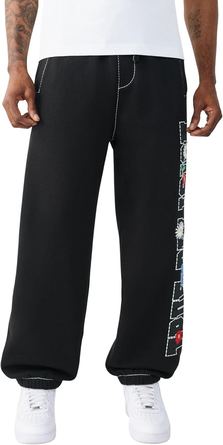 imageTrue Religion Mens XL Logo Big T Baggy Jogger Elasticized Waistband Contrast Big T Stitching