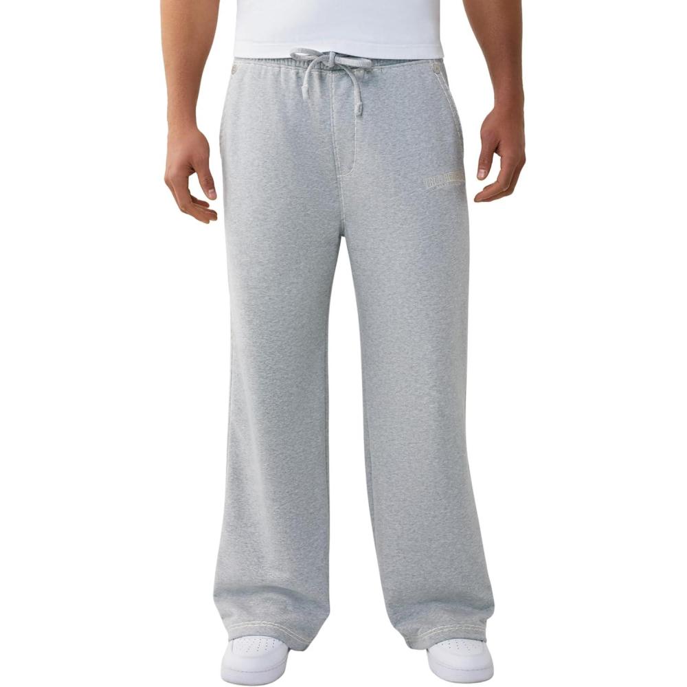imageTrue Religion Mens Baggy Super T Sweatpant Signature Big T Stitching Horseshoe Detail Branded PatchHeather Grey