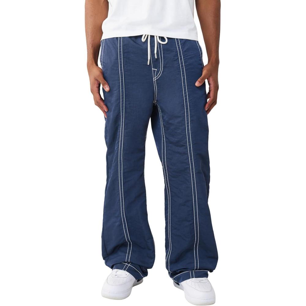 imageTrue Religion Mens Vinny Nylon Big T Baggy Flap Pant 34 Big T Stitching Flap Back Pockets