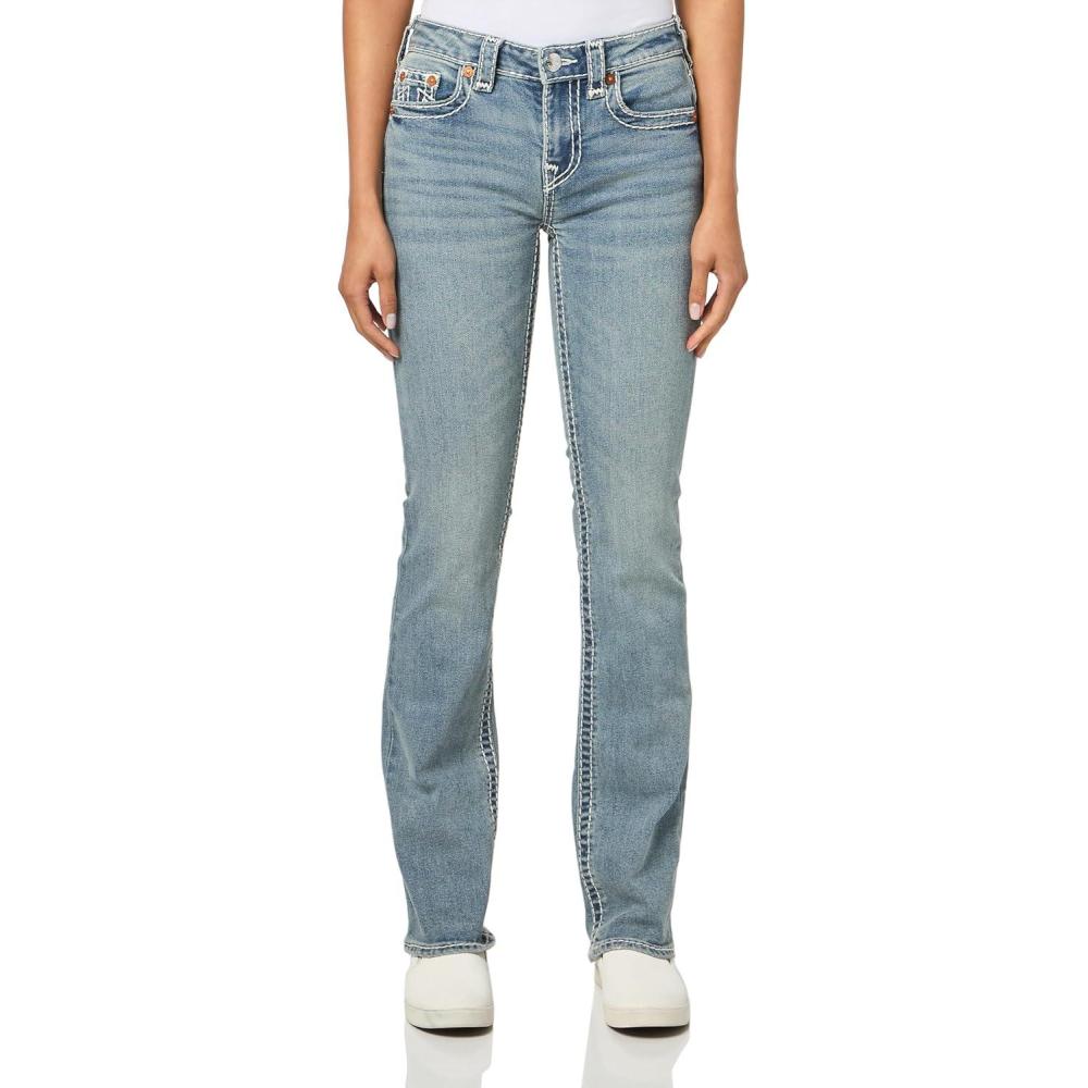 imageTrue Religion Womens Billie Mid Rise Straight Jeans with Super T StitchingPenelope